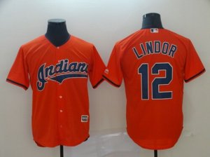 Indians #12 Francisco Lindor Orange Cool Base Jersey