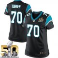 Women Nike Panthers #70 Trai Turner Black Team Color Super Bowl 50 Stitched Jersey