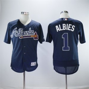 Braves #1 Ozzie Albies Navy Flexbase Jersey