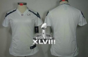 Nike Seattle Seahawks Blank White Super Bowl XLVIII Women NFL Jersey