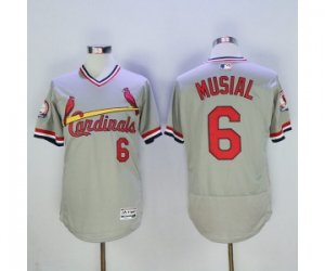 Men St. Louis Cardinals #6 Stan Musial Majestic Grey Flexbase Authentic Cooperstown Collection Player Jersey