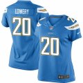 Womens Nike San Diego Chargers #20 Dwight Lowery Limited Electric Blue Alternate NFL Jersey