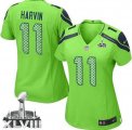 Nike Seattle Seahawks #11 Percy Harvin Green Alternate Super Bowl XLVIII Women NFL Elite Jersey