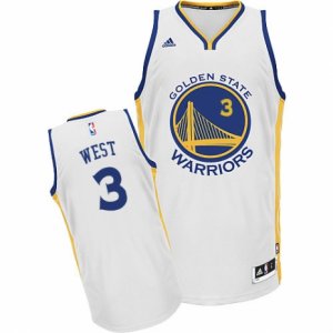 Men\'s Adidas Golden State Warriors #3 David West Swingman White Home NBA Jersey