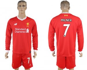 2017-18 Liverpool 7 MILNER Home Long Sleeve Soccer Jersey