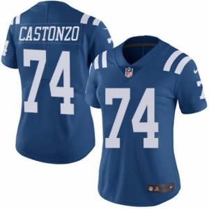Women\'s Nike Indianapolis Colts #74 Anthony Castonzo Limited Royal Blue Rush NFL Jersey