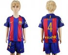 Barcelona #4 I.Rakitic Home Kid Soccer Club Jersey