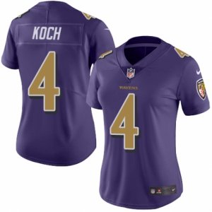 Women\'s Nike Baltimore Ravens #4 Sam Koch Limited Purple Rush NFL Jersey