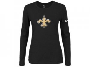 Nike New Orleans Saints Women\'s Of The City Long Sleeve Tri-Blend T-Shirt - Black