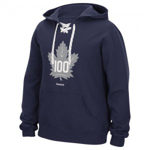 Mens Toronto Maple Leafs Reebok Navy 100th Anniversary Lace Up Pullover Hoodie