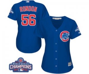 Womens Majestic Chicago Cubs #56 Hector Rondon Authentic Royal Blue Alternate 2016 World Series Champions Cool Base MLB Jersey