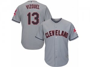 Youth Majestic Cleveland Indians #13 Omar Vizquel Authentic Grey Road Cool Base MLB Jersey