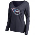 Womens Tennessee Titans Pro Line Primary Team Logo Slim Fit Long Sleeve T-Shirt Navy