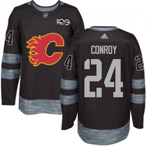 Mens Calgary Flames #24 Craig Conroy Black 1917-2017 100th Anniversary Stitched NHL Jersey