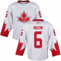 Men Adidas Team Canada #6 Jake Muzzin White 2016 World Cup Ice Hockey Jersey