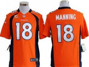 Nike NFL Denver Broncos #18 Peyton Manning Orange Jerseys(C Patch Game)