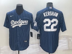 Dodgers #22 Clayton Kershaw Blue Nike Throwback Cool Base Jersey