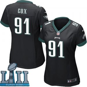 Nike Philadelphia Eagles #91 Fletcher Cox Black Wo 2018 Super Bowl LII Game Jersey