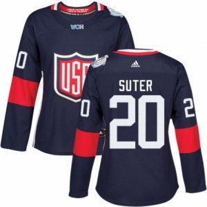 Women\'s Adidas Team USA #20 Ryan Suter Premier Navy Blue Away 2016 World Cup Hockey Jersey