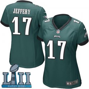 Nike Philadelphia Eagles #17 Alshon Jeffery Green Wo 2018 Super Bowl LII Game Jersey