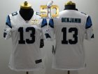 Women Nike Panthers #13 Kelvin Benjamin White Super Bowl 50 Stitched Jersey