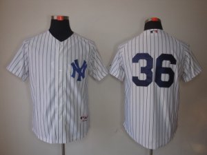 MLB New York Yankees #36 Nick Johnson White Jerseys(Black Stripe)