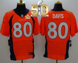 Nike Denver Broncos #80 Vernon Davis Orange Team Color Super Bowl 50 Men Stitched NFL New Elite Jersey