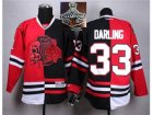 NHL Chicago Blackhawks #33 Darling Red Black Split Red Shull 2015 Stanley Cup Champions jerseys