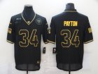 Mens Chicago Bears #34 Walter Payton Black Gold 2020 Salute To Service