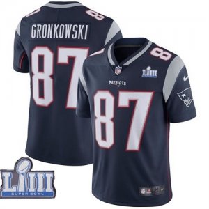 Nike Patriots # 87 Rob Gronkowski Navy 2019 Super Bowl LIII Vapor Untouchable Limited Jersey
