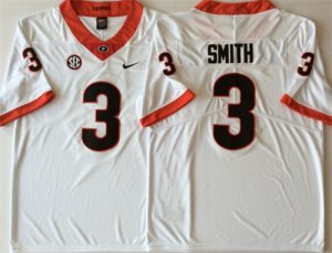 Georgia Bulldogs 3 Roquan Smith White College Football Jersey