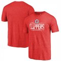 LA Clippers Fanatics Branded Red Distressed Logo Tri-Blend T-Shirt