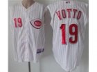 MLB Cincinnati Reds #19 Joey Votto White Strip Jerseys(Vest)