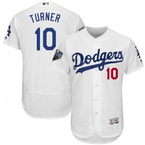 Dodgers #10 Justin Turner White 2018 World Series Flexbase Player Jersey