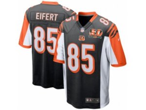 Youth Cincinnati Bengals #85 Tyler Eifert Nike Black 50th Anniversary Patch Game Jersey