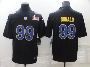 Nike Rams #99 Aaron Donald Black 2022 Super Bowl LVI Vapor Limited Jersey