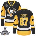 Womens Reebok Pittsburgh Penguins #87 Sidney Crosby Premier Black Gold Third 2016 Stanley Cup Champions NHL Jersey