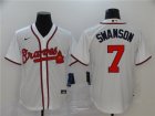 Braves #7 Dansby Swanson White 2020 Nike Cool Base Jersey