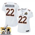Women Nike Denver Broncos #22 C.J. Anderson White Super Bowl 50 Stitched NFL Game Event Jersey