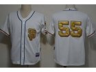 MLB San Francisco Giants #55 Tim Lincecum Cream Gold Number