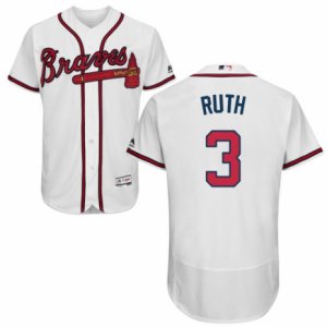 Men\'s Majestic Atlanta Braves #3 Babe Ruth White Flexbase Authentic Collection MLB Jersey