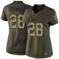 Women Nike Carolina Panthers #28 Jonathan Stewart Green Salute to Service Jerseys