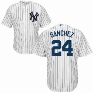 Mens Majestic New York Yankees #24 Gary Sanchez Replica White Home MLB Jersey