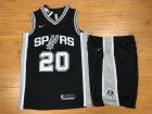 Spurs #20 Manu Ginobili Black Nike Swingman Jersey(With Shorts)