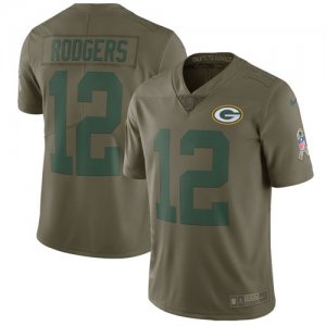 Nike Packers #12 Aaron Rodgers Youth Olive Salute To Service Limited Jersey