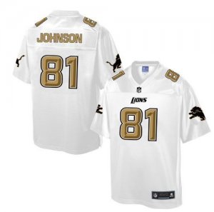 Nike Detroit Lions #81 Calvin Johnson White Men NFL Pro Line Fashion Game Jersey