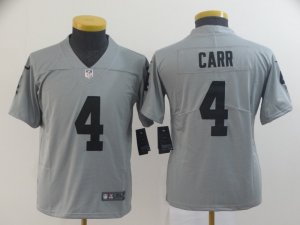 Nike Raiders #4 Derek Carr Gray Youth Inverted Legend Limited Jersey