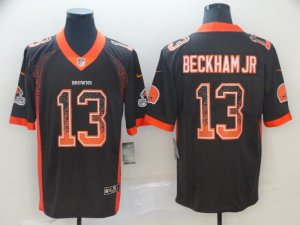 Nike Browns #13 Odell Beckham Jr Brown Drift Fashion Limited Jersey
