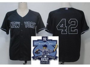 MLB New York Yankees #42 Mariano Rivera Black[All-Time Leader 602 Saves Patch]