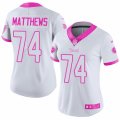 Womens Nike Tennessee Titans #74 Bruce Matthews Limited White Pink Rush Fashion NFL Jersey